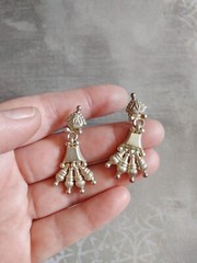 Vintage necklace earrings SET India style silver alloy not sterling lightweight