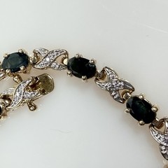 Vintage Sapphire Tennis Bracelet XO Sterling Silver 925 Gold Vermeil 6.5″ PAJ