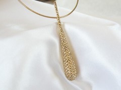Dallas Prince Gold on Sterling Silver Modernist Marcasite Pendant Necklace