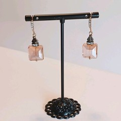 Vintage Square Faceted Crystal Rose Gold Fashion Earrings PLZ READ