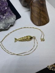 18″ Women’s Sterling Silver Gold Covered 1″ Articulated Fish Pendant Necklace