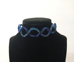 Vintage Czech Republic Choker Necklace Blue Beads Infinity 90s Y2K