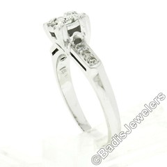 Vintage 14k White Gold 0.24ct Illusion Set Round Diamond Engagement Promise Ring