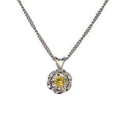 14K Solid White Gold Lab-Created Yellow Spinel Sun Pendant Necklace, 0.2 CTW