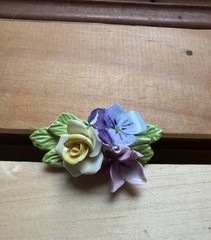 Vintage Bone China Multicolor Flower Bouquet Brooch Pin- Made in England