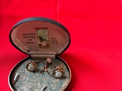 Vintage Men’s Cuff Links and Tie Bar 18KT Gold Plated