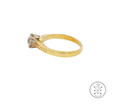 Antique 18k Yellow Gold Solitaire Ring with .80 ct Old Mine Cut Natural Diamond