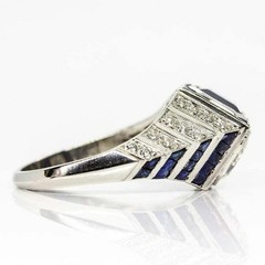 5Ct Art Deco Style Lab Created Diamond & Sapphire Wedding 14k White Gold FN Ring
