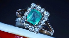 14k rose gold 0.78ct natural diamond sz 4.25 ring emerald vtg treated 2.50g 3823