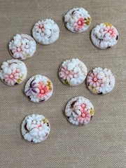 10 Antique Floral Milk Glass Cabochons Pink White Flower Jewelry Making NOS Lot