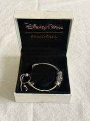Authentic Pandora Disney Parks Moments Sliding Bracelet Silver Blue Pave Charms