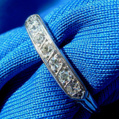Original EARTH MINED DIAMOND Deco Wedding Band 14K WHITE GOLD Antique Slim Ring