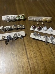 Set of 14 Pairs – Silver Gold Pearl Gem Vintage Clip-On Earrings