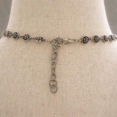 Vintage Sterling Silver 925 Carved Mother of Pearl Necklace 18″ Princess Length