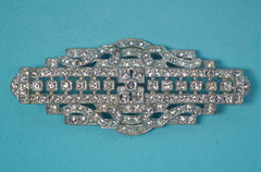 Art Deco Beauty Pot Metal Domed Pave Brooch/Pin 2.9″