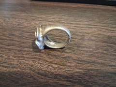 Vintage 1980’s Romantic Rose Flower Fashion Ring- Size 9, Silver Pewter-plated