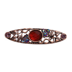 Red Blue Rhinestone Copper Look Brooch With Safety Clasp Closure – 2 Inches