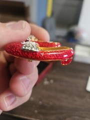 Vintage Mode Art Ruby Slippers Brooch Pin Wizard of Oz & Magnet