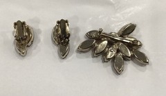 Vintage Purple Marquise and Round Rhinestone Brooch Pin and Earings Set
