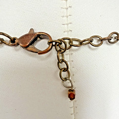 Vtg Egyptian-style Spiked BIB necklace W/ Copper Tone Spikes Pink & Green Beads