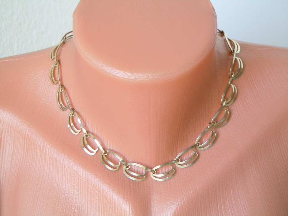 Antique Necklace America Gold Plated Links 14.8 G/Adjustable 39-43 Cm