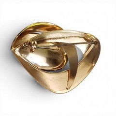 Vintage Blue Faceted Glass Crystal Gold Tone Mid Century Modern Brooch