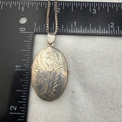 Vintage Sterling Silver Locket Engraved 24”