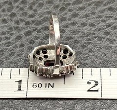 Vintage Art Deco Era Bohemian Garnet Marcasite Sterling Silver Ring Size 5.5