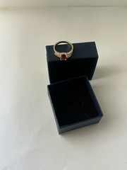 Vintage Red Cubic Zirconia Ring Gold Plated Womens Size 8.5