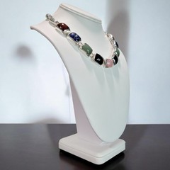 Estate Statement Taxco TZ-17 Sterling Silver Multi Stone Necklace 101g Rainbow