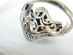 Sterling Silver 925 Heated Blue Topaz Etruscan Style Ring Size 9