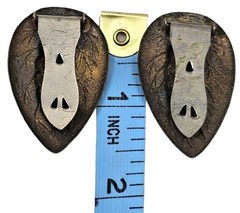 Antique Art Deco Bejeweled Metal Leaf Clip On Earrings | Appr 1.5″L & .75″W
