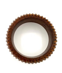 Wooden Bangle Bracelet Carved Ribbed Boho Vtg 1970s MCM Approx 1.5 Inches Wide