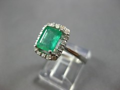 2.30CT DIAMOND & AAA EMERALD 14KT WHITE GOLD EMERALD CUT & ROUND ENGAGEMENT RING