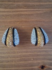 St. John Glamorous Vintage Goldtone & Rhinestone Clip Earrings