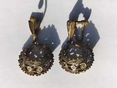 Vintage Spanish Damascene Clip-On Earrings Gold Tone Classic Collection 45 mm
