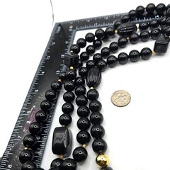 Vintage Necklace Black Beaded Gold Tone Clasp Double Strand 26″ SKU2510