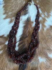 24” 3 Strand Cherry Cognac Baltic Amber Beaded Bold Statement Necklace