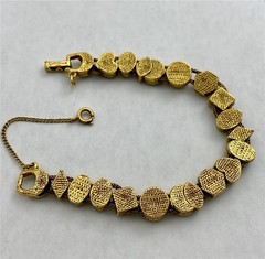 1960’s Goldette N.Y. Victorian Revival Multi-Color Stones Slide Bracelet 7.25″L