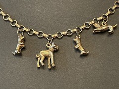 Child’s Vintage Charm Bracelet Enamel Dogs Puppies Theme 1960’s Nostalgia