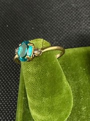 Vintage Aquamarine (March Birthstone) and Stamped 18KT HGE Ring Size 8