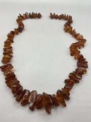 Vintage Baltic Amber Graduated Nugget Necklace Cognac Endless Strand 28 in FLAW