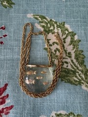 Castlecliff Lucite Fish Bowl Necklace Harrice Simmons Gold Jelly Belly