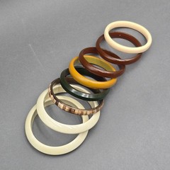 Vintage Earthy Bangle Bracelet 8″-9″ Rootbeer Butterscotch Lucite Plastic Set 8