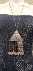 Tribal Chandelier Necklace Ethnic Statement Coin Fringe Vintage Boho Jewelry VTG