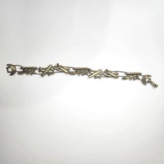Vintage TOFA Airplane Travel Slider Charm Bracelet Gold Tone 90s