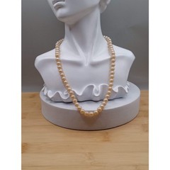 Vintage 1950s Made in Japan Single Strand Champagne Simulated Pearl Necklace