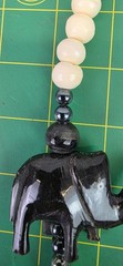Vintage African Elephant Necklace Hand Carved Black Horn Natural Bovine Bone