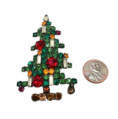 PROJECT PIECE Vintage Weiss Rhinestone Christmas Tree 6 Baguette Candles