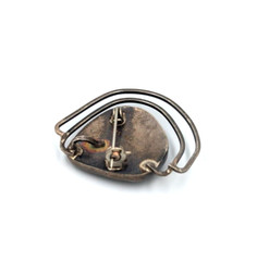 Sterling Silver 935 Chrysocolla Gemstone Cabochon Brooch Pendant Pin Israel